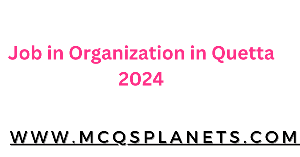 Job in Organization in Quetta 2024