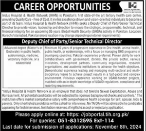 Indus Hospital & Health Network (IHHN) Jobs 2024