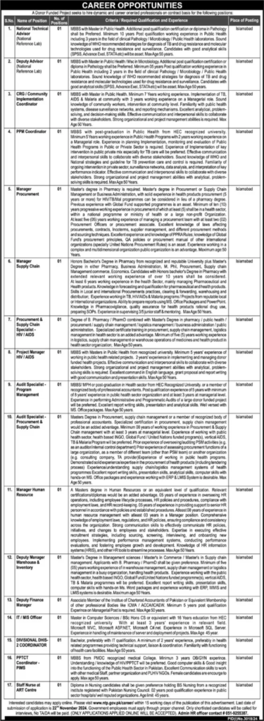 National TB Control Program (NTP) Jobs 2024