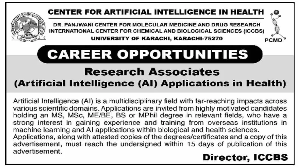 International Center for Chemical and Biological Sciences (ICCBS) Jobs 2024