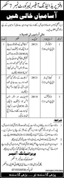 Presiding Officer Labor Court No 7 Sindh Jobs 2024