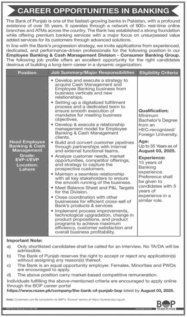Career Growth Opportunity in Banking Sector