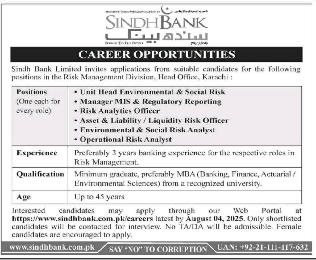 Sindh Bank Limited Empowering Talent Enriching Futures