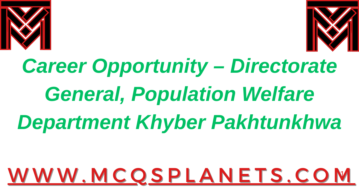 Directorate General Population Welfare Department Jobs
