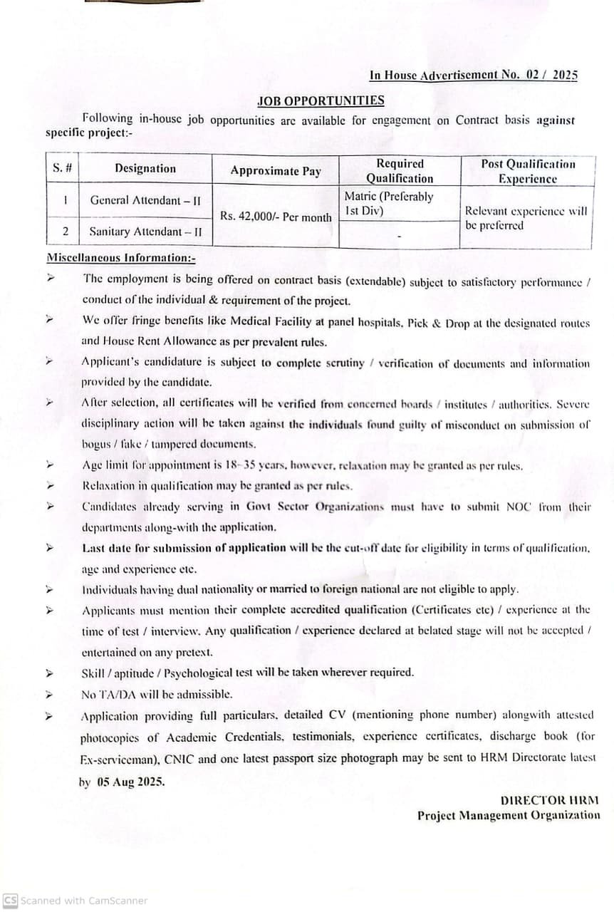 Career Opportunities on Contract Basis