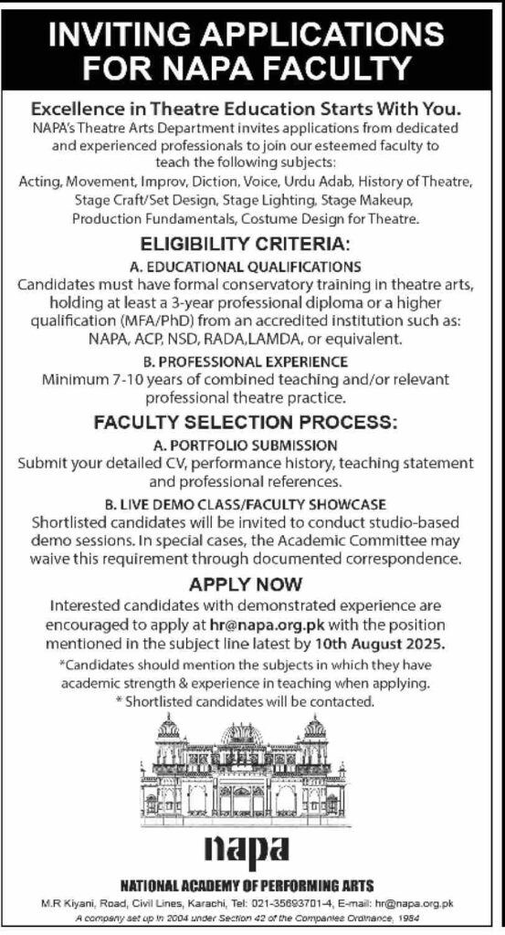 Join NAPA Faculty – Shape the Future of Theatre Education