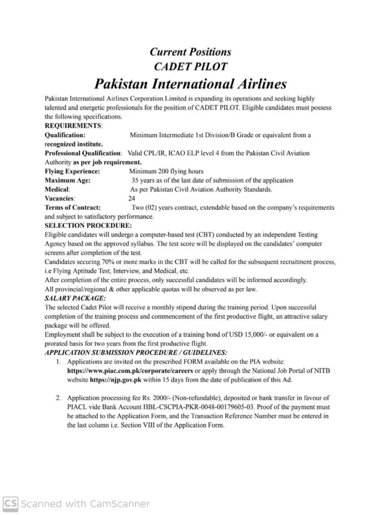 Career Opportunity Cadet Pilot