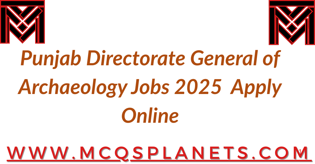 Punjab Directorate General of Archaeology Jobs 2025  Apply Online