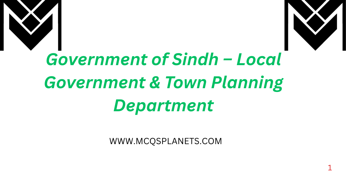 Government of Sindh – Local Government & Town Planning Department
