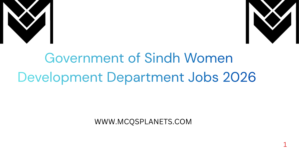Government of Sindh  Women Development Department Jobs 2026