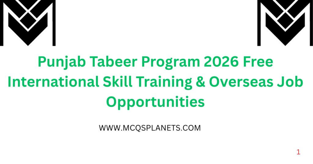 Punjab Tabeer Program 2025 Free International Skill Training & Overseas Job Opportunities