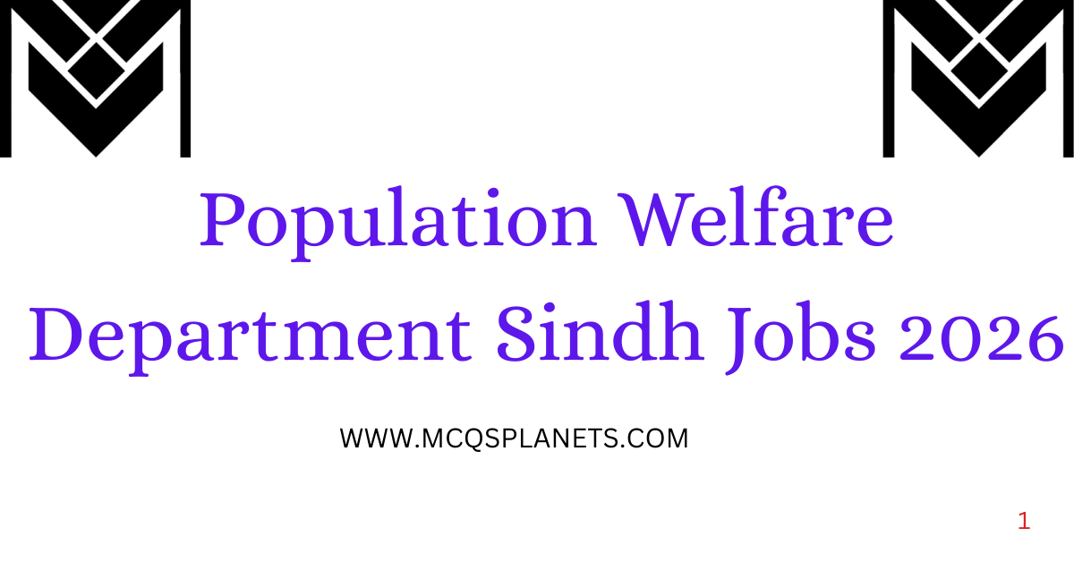 Population Welfare Department Sindh Jobs 2026
