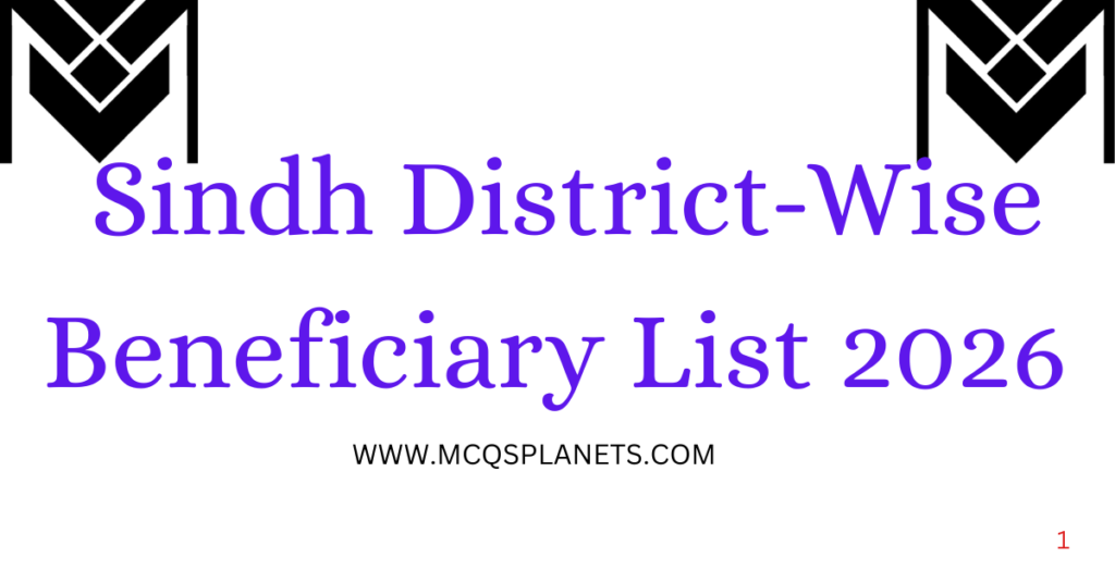 Sindh District-Wise Beneficiary List 2026