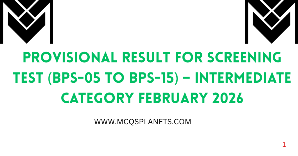 Provisional Result for Screening Test (BPS-05 to BPS-15