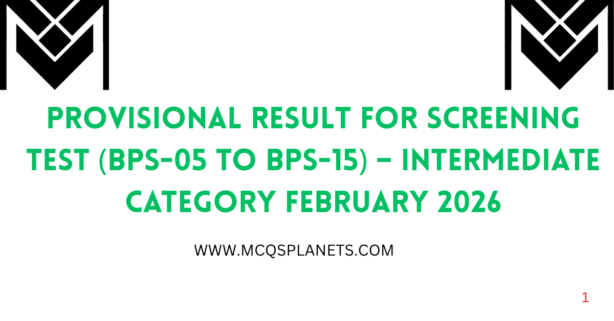 Provisional Result for Screening Test (BPS-05 to BPS-15)