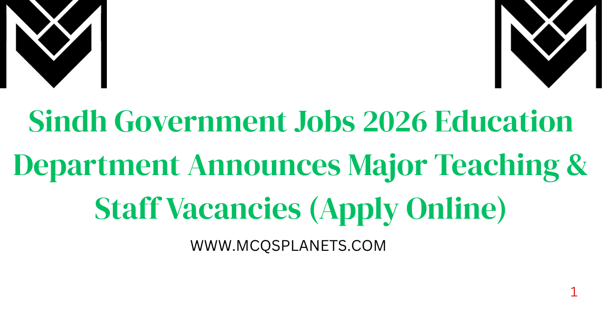 Sindh Government Jobs 2026