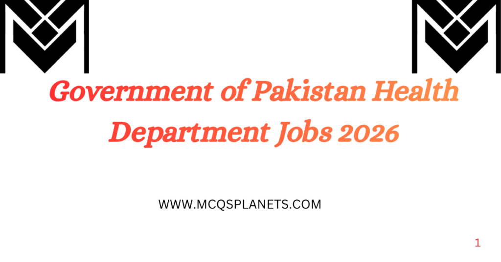 Government of Pakistan Health Department Jobs 2026