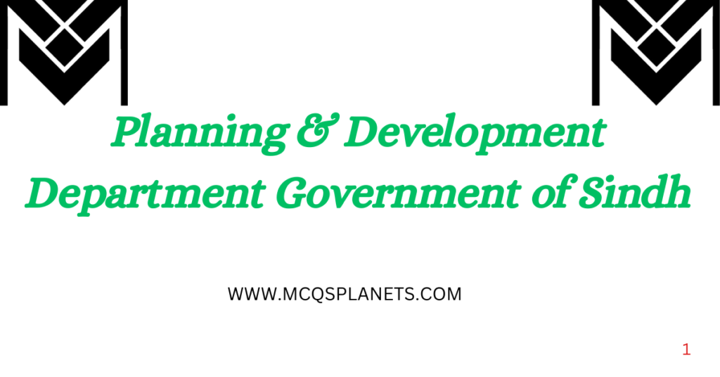 Planning & Development Department Government of Sindh