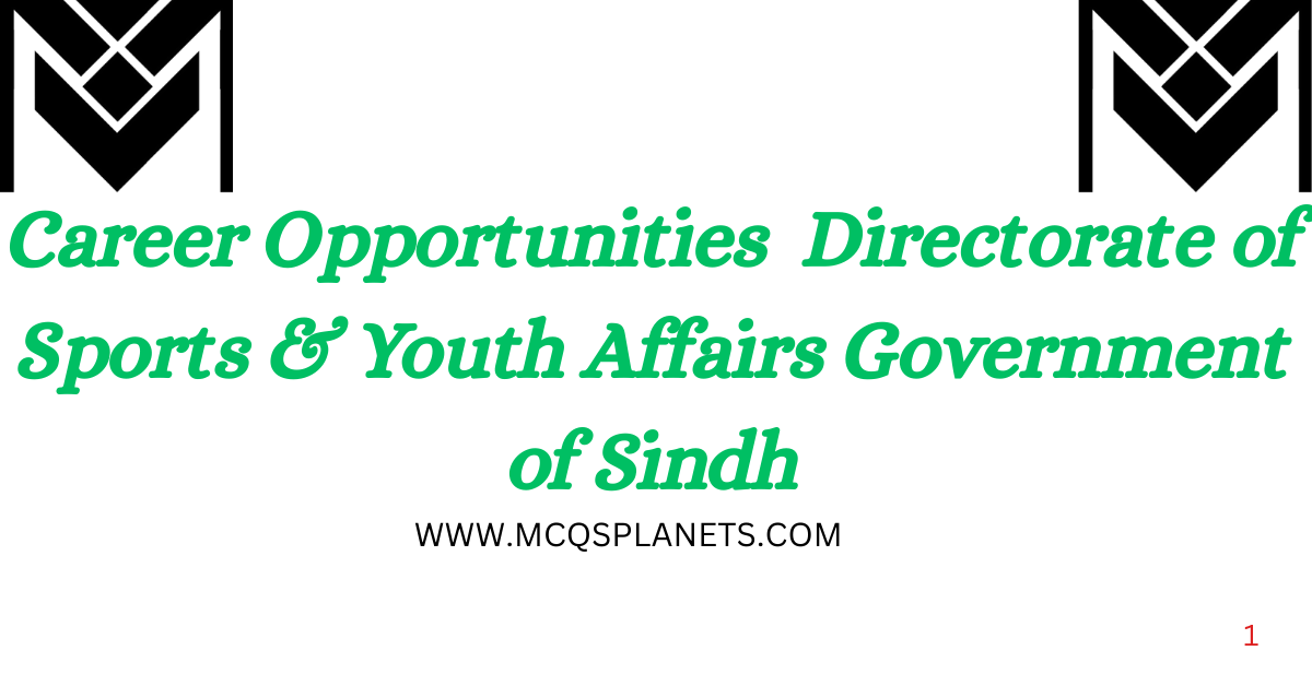 Directorate of Sports & Youth Affairs Government of Sindh