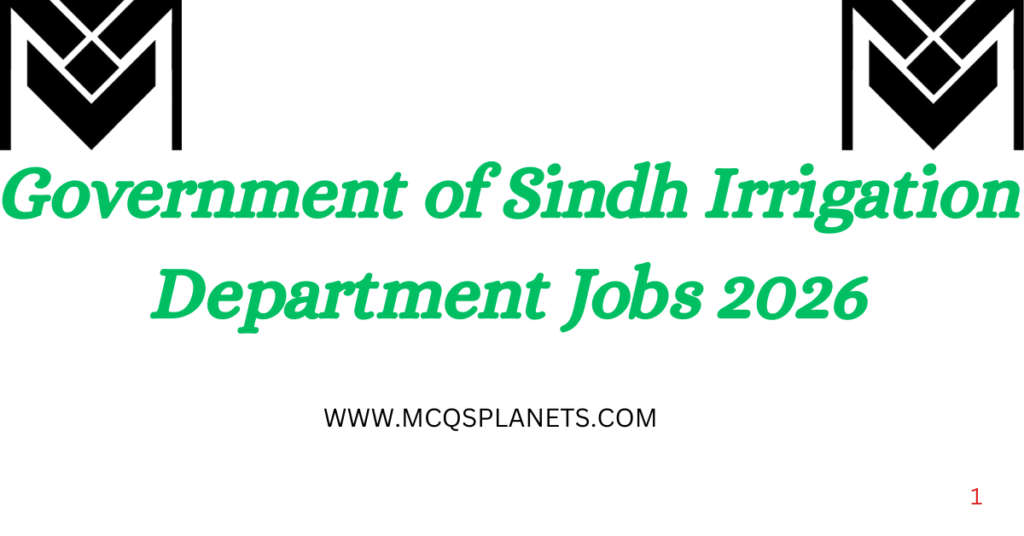 Government of Sindh Irrigation Department Jobs 2026