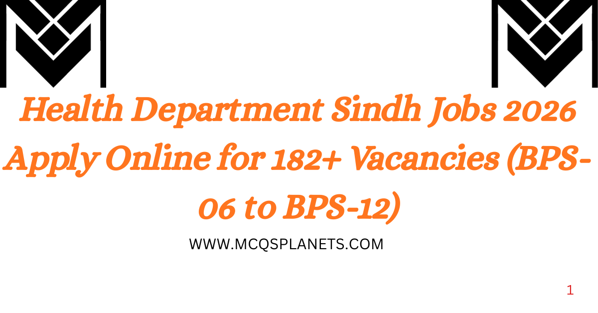 Health Department Sindh Jobs 2026