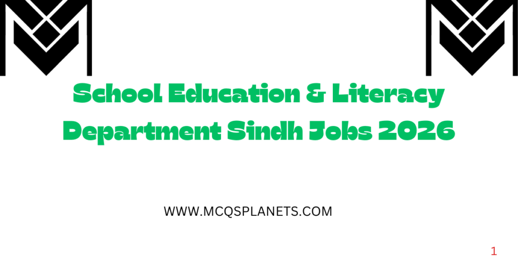 School Education & Literacy Department Sindh Jobs 2026