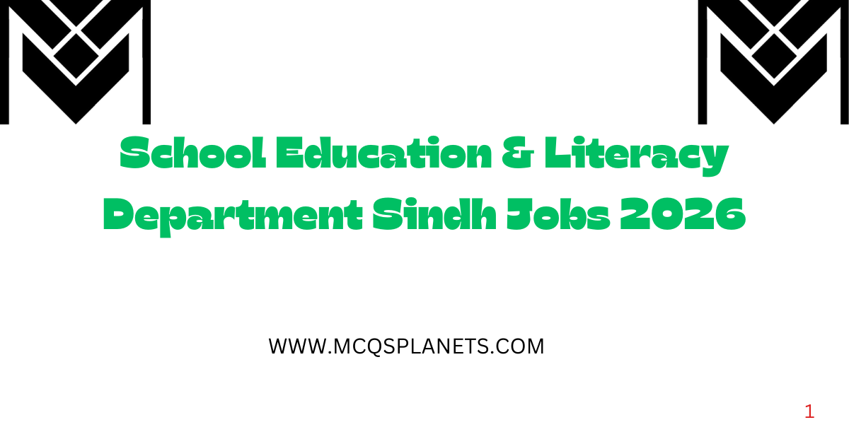 School Education & Literacy Department Sindh Jobs 2026