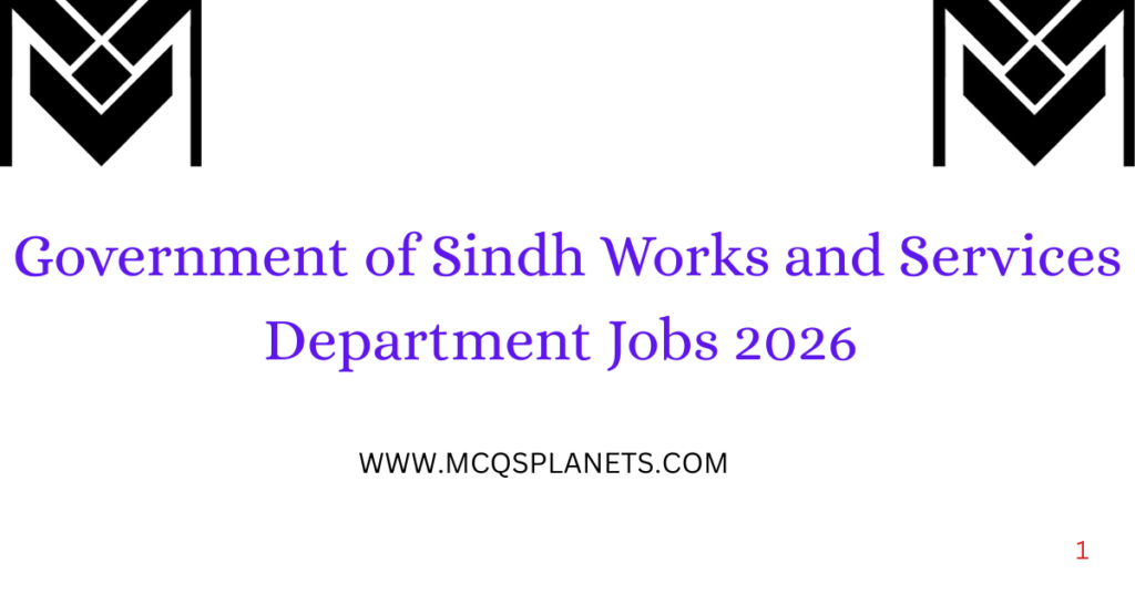 Government of Sindh Works and Services Department Jobs 2026 