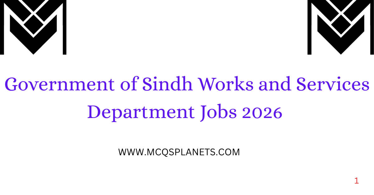 Government of Sindh Works and Services Department Jobs 2026