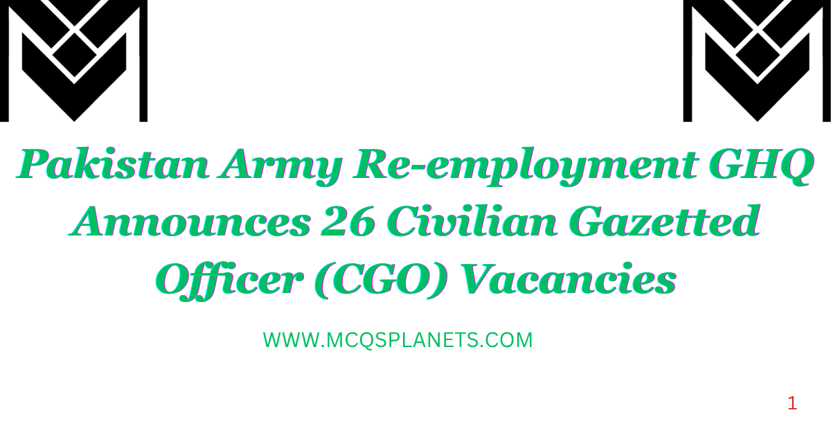 Pakistan Army Re-employment 2026