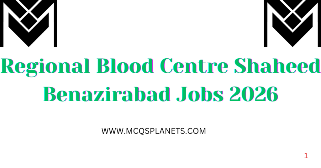 Regional Blood Centre Shaheed Benazirabad Jobs 2026