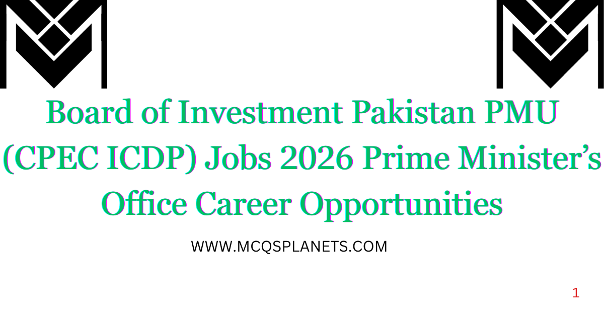Board of Investment Pakistan PMU (CPEC ICDP) Jobs 2026