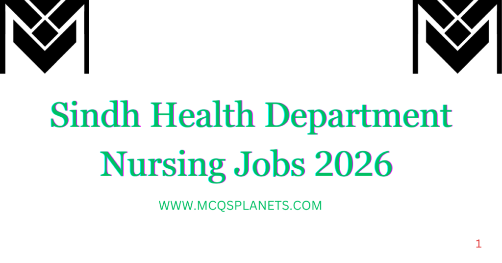 Sindh Health Department Nursing Jobs 2026