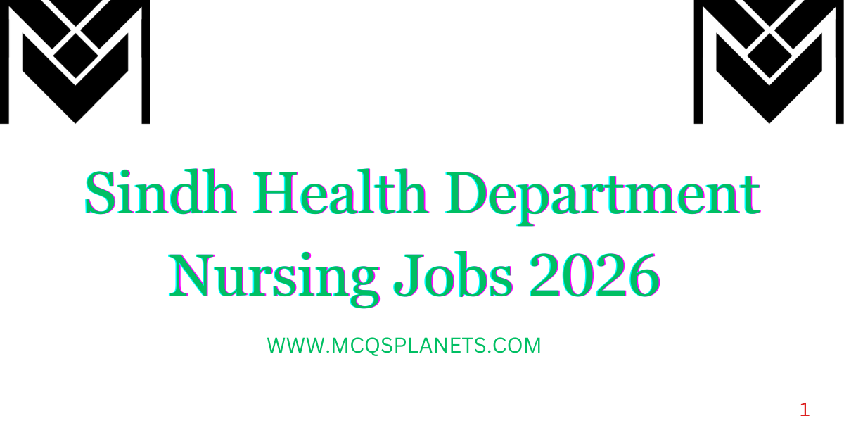 Sindh Health Department Nursing Jobs 2026
