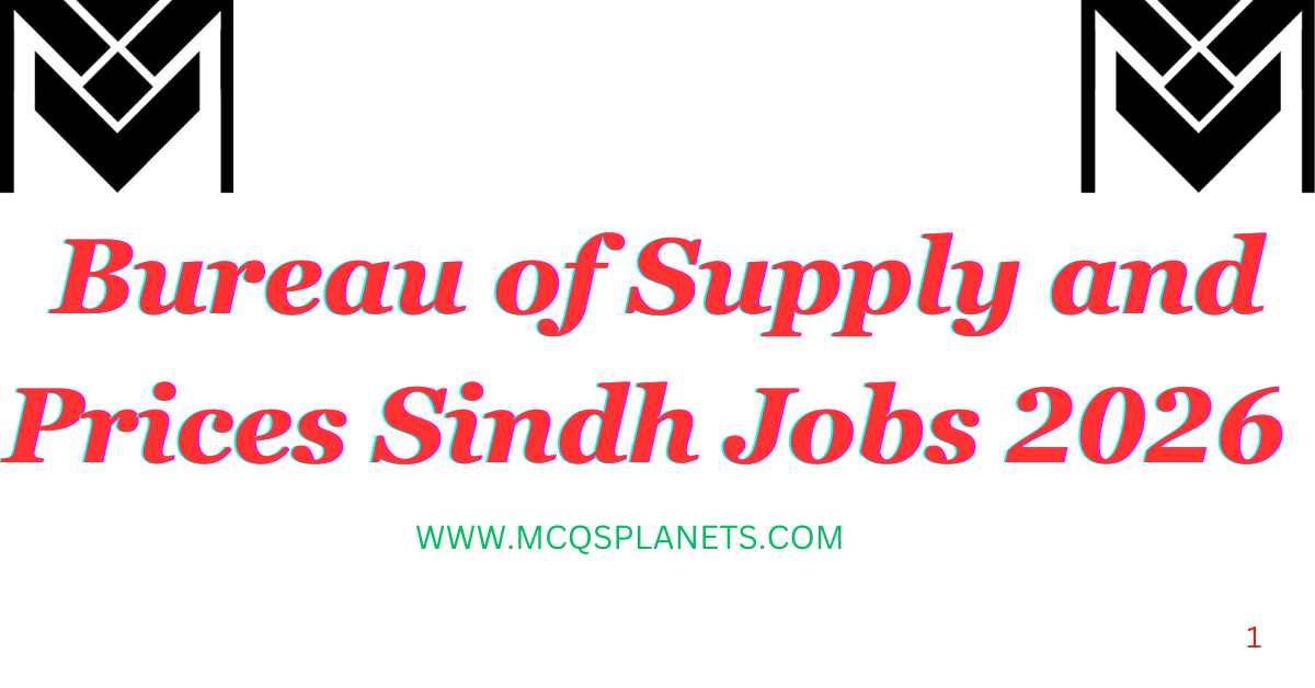 Bureau of Supply and Prices Sindh Jobs 2026