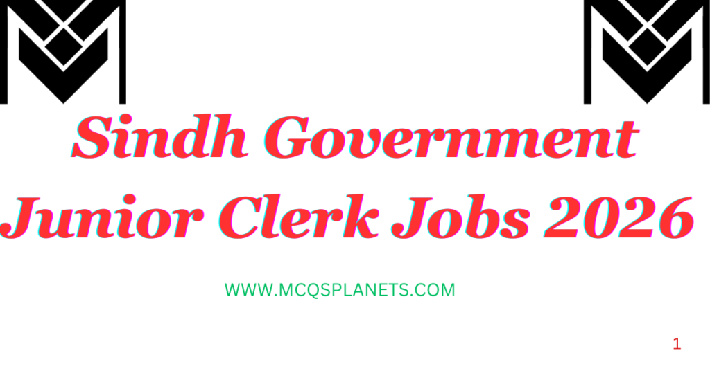 Sindh Government Junior Clerk Jobs 2026