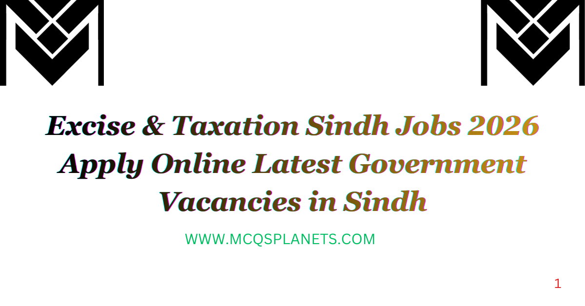 Excise & Taxation Sindh Jobs 2026