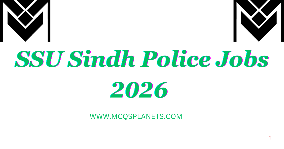 SSU Sindh Police Jobs 2026