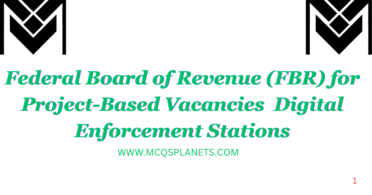 Federal Board of Revenue (FBR) Jobs 2026