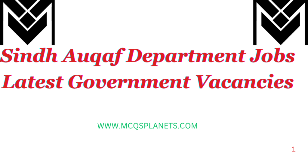 Sindh Auqaf Department Jobs Latest Government Vacancies