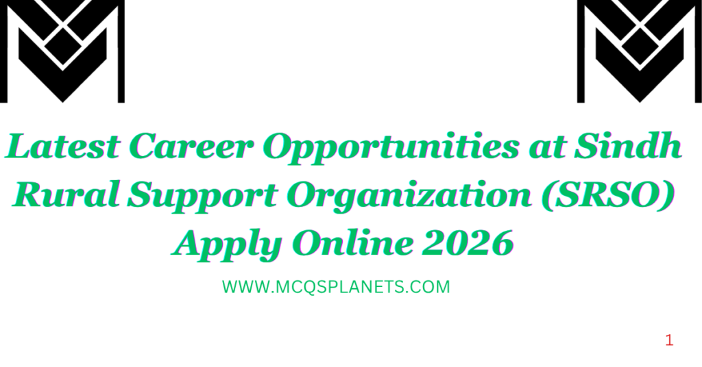Latest Career Opportunities at Sindh Rural Support Organization (SRSO) – Apply Online 2026
