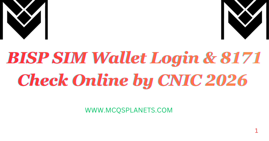 BISP SIM Wallet Login & 8171 Check Online by CNIC 2026