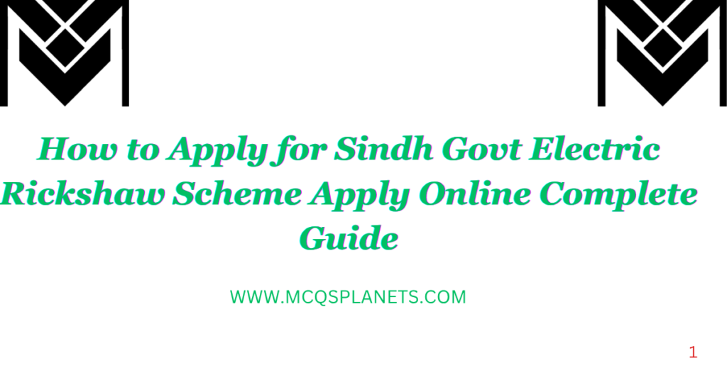 How to Apply for Sindh Govt Electric Rickshaw Scheme Apply Online Complete Guide
