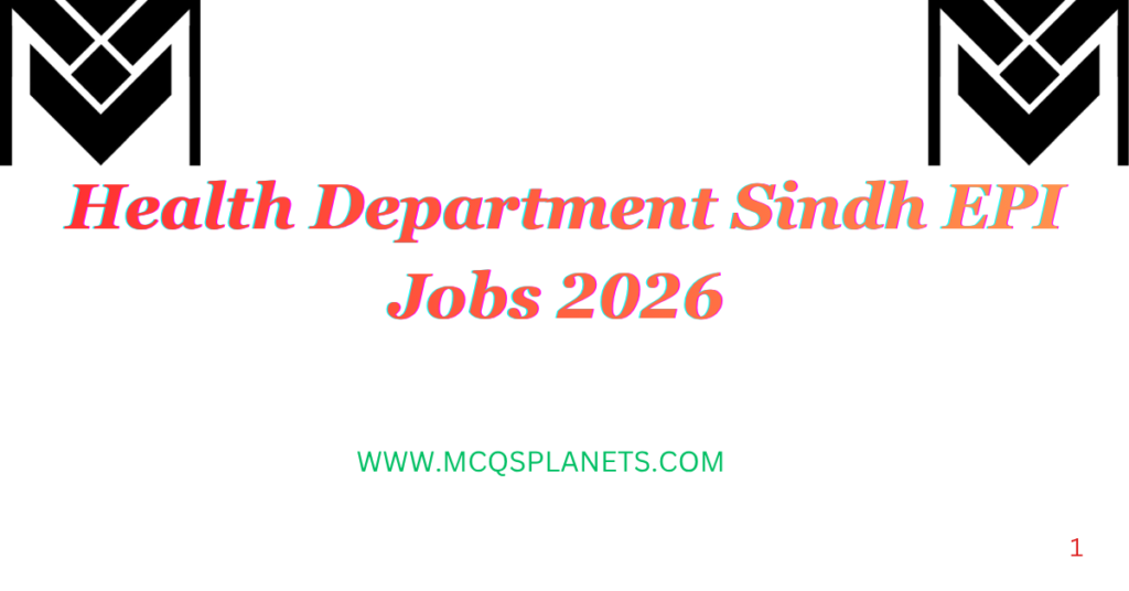 Health Department Sindh EPI Jobs 2026