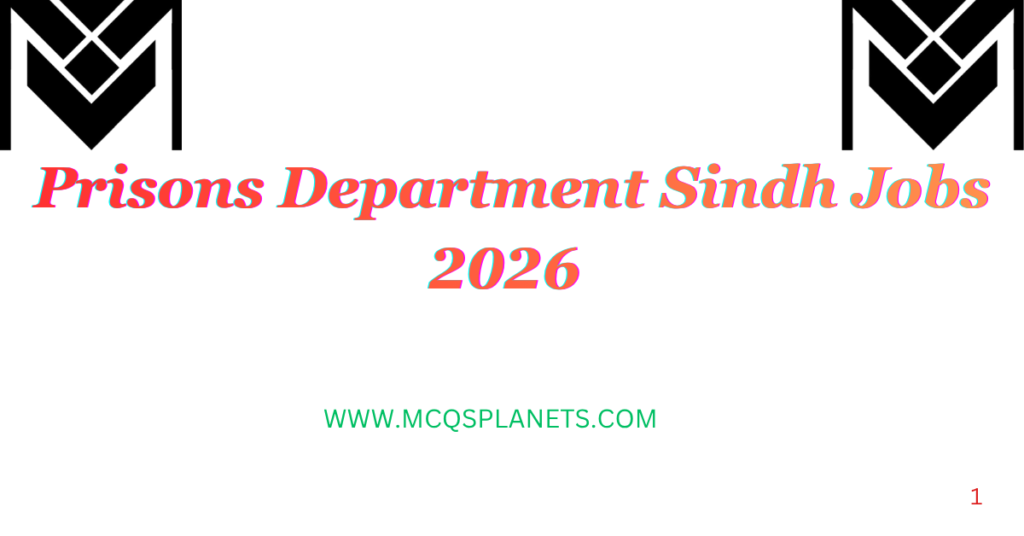 Prisons Department Sindh Jobs 2026
