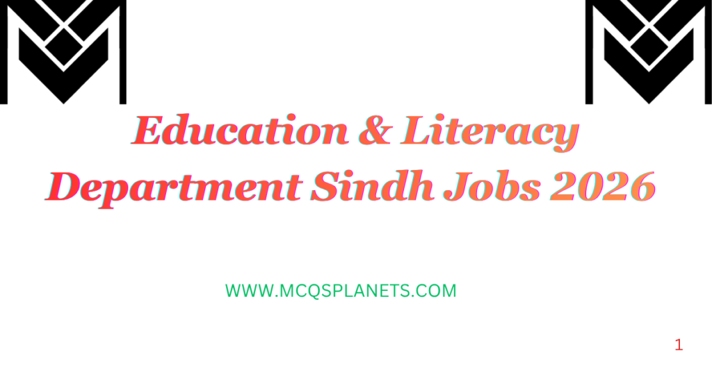 Education & Literacy Department Sindh Jobs 2026