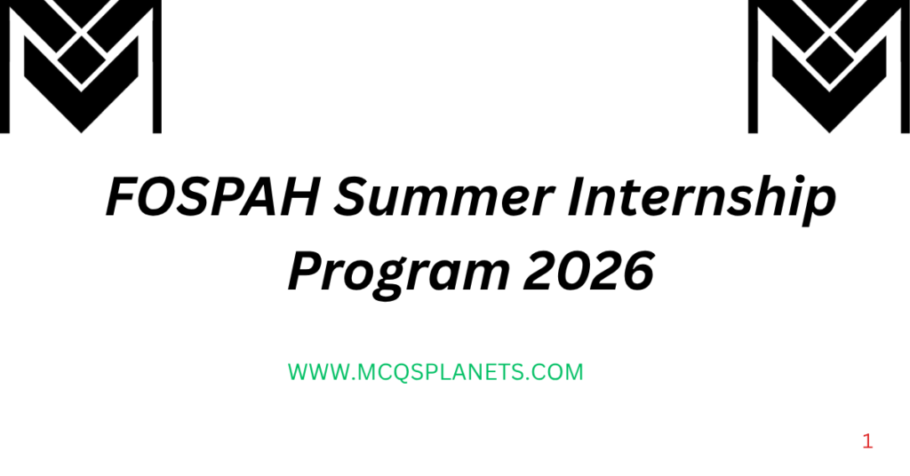 FOSPAH Summer Internship Program 2026