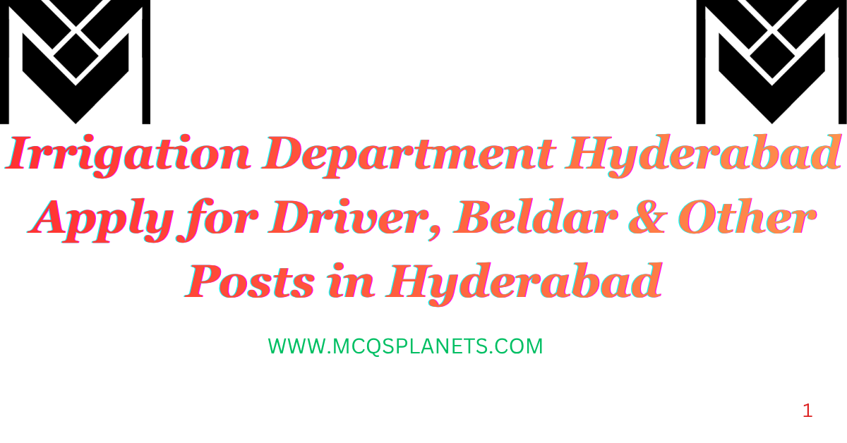 Irrigation Department Hyderabad Jobs 2026