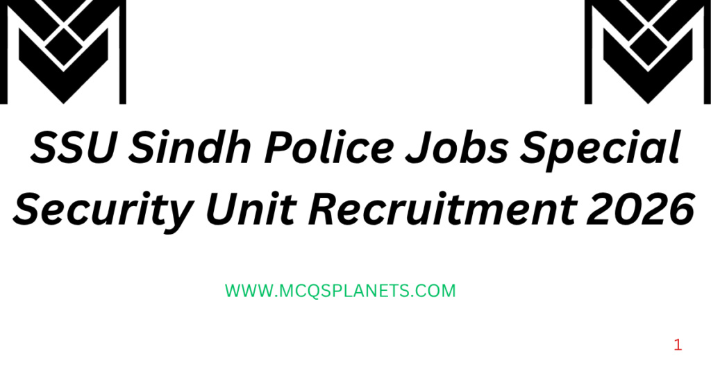 SSU Sindh Police Jobs Special Security Unit Recruitment 2026