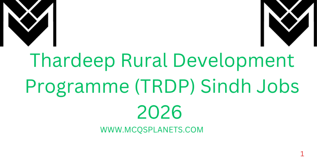 Thardeep Rural Development Programme (TRDP) Sindh Jobs 2026